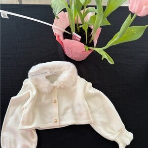 Janie and Jack Cream Sweater with Gold Buttons